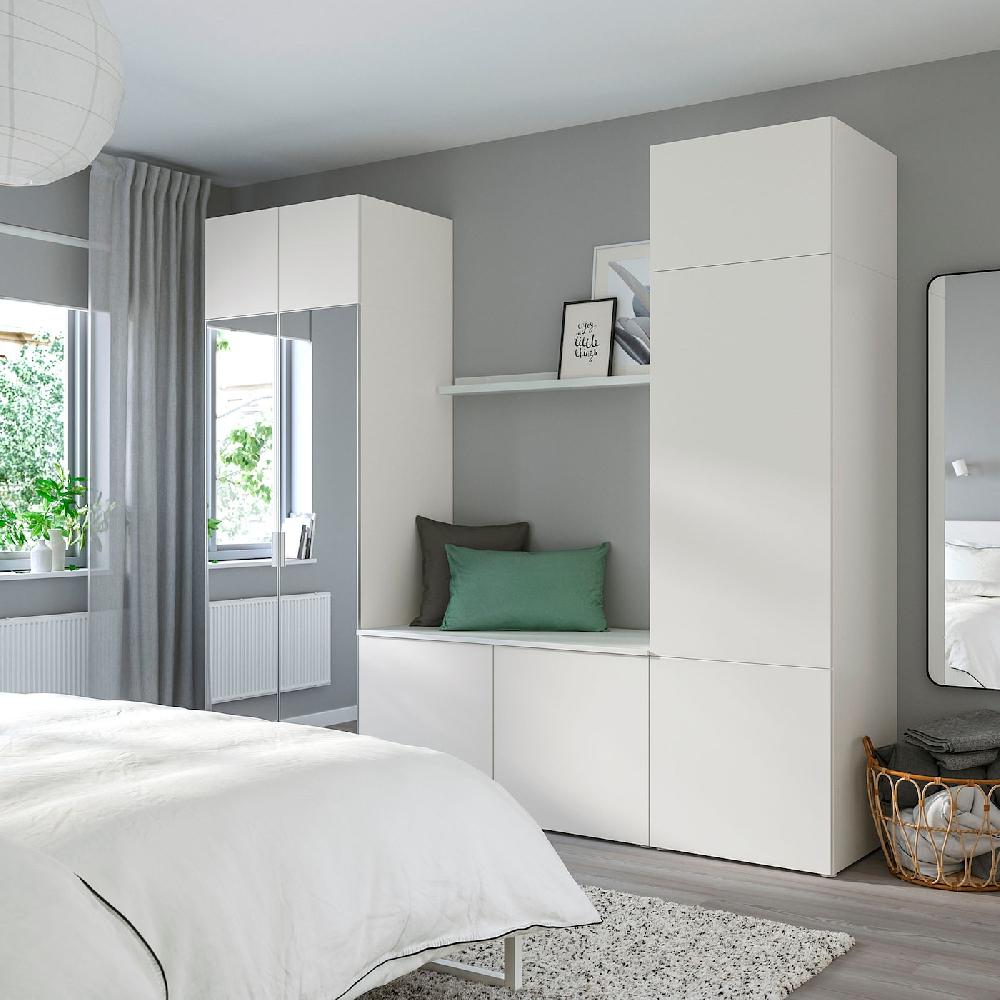 IKEA PLATSA Guardaroba Con 9 Ante Bianco STRAUMEN Specchio/FONNES Bianco 260x42x221 Cm