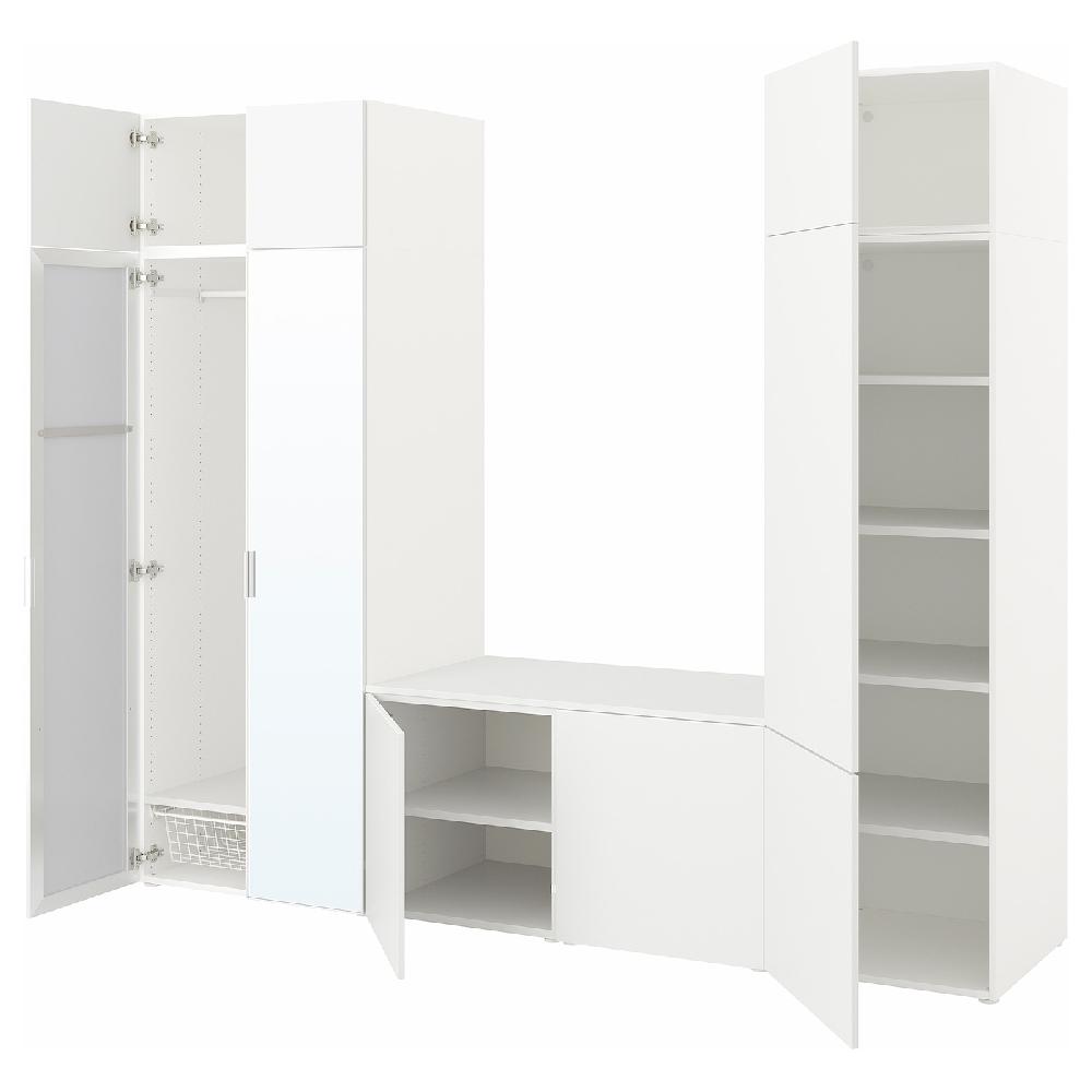 IKEA PLATSA Guardaroba con 9 ante bianco STRAUMEN specchio/FONNES bianco 260x42x221 cm
