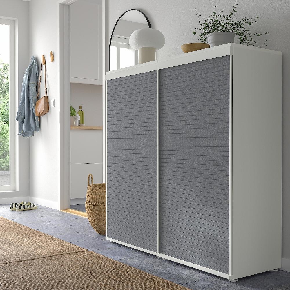 IKEA PLATSA Mobile Con 2 Ante Scorrevoli Bianco Larkollen/grigio Scuro 120x42x123 Cm