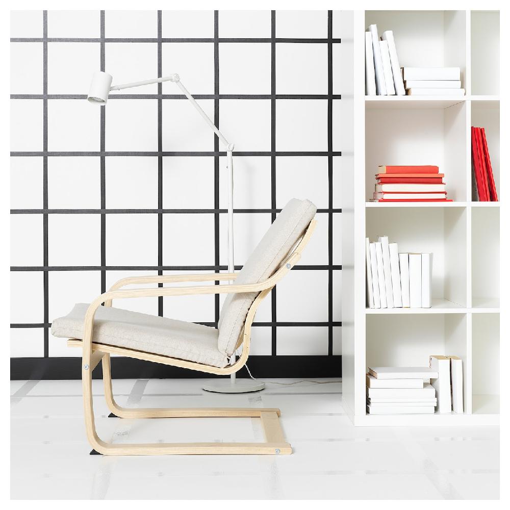 IKEA POÄNG Poltrona Con Schienale Basso Color Naturale/beige/Katorp Color Naturale/beige