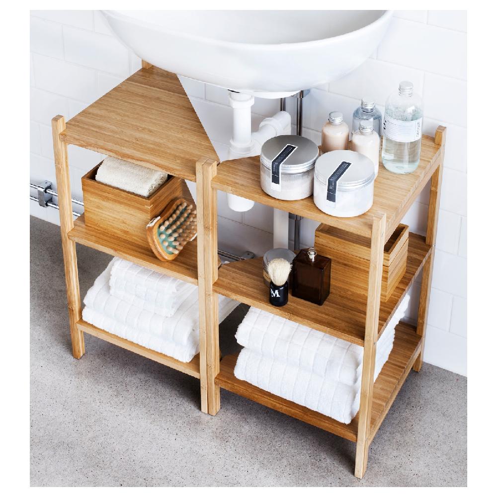 IKEA RÅGRUND Sottolavabo/scaffale Angolare Bambù 34x60 Cm
