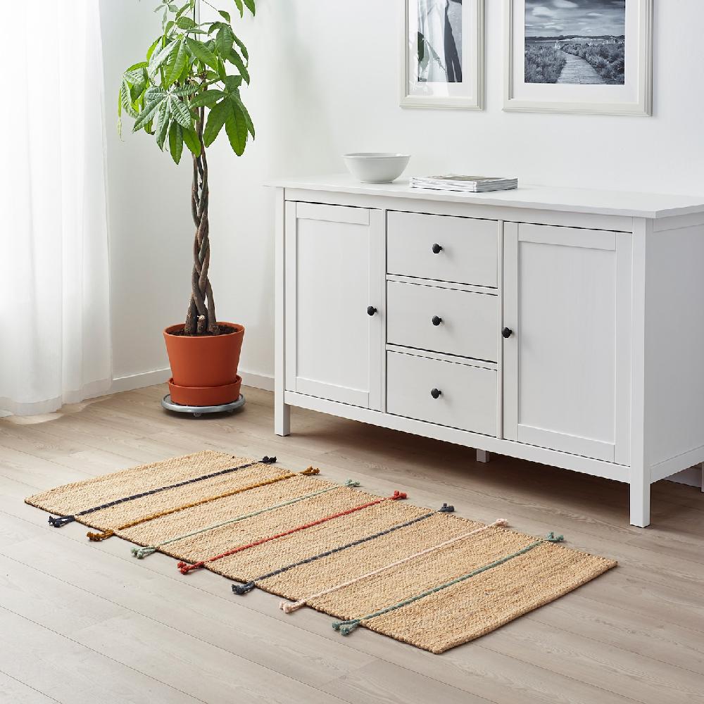 IKEA RAKLEV Tappeto Tessitura Piatta Fatto A Mano Naturale/fantasia 70x160 Cm