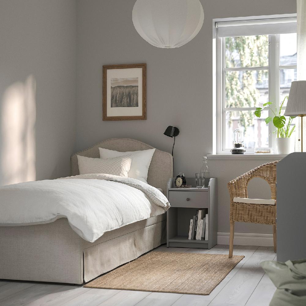 IKEA RAMNEFJÄLL Struttura Letto Imbottita Kilanda Beige Chiaro/Luröy 90x200 Cm