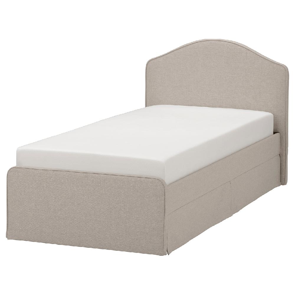 IKEA RAMNEFJÄLL Struttura letto imbottita Kilanda beige chiaro/Luröy 90x200 cm