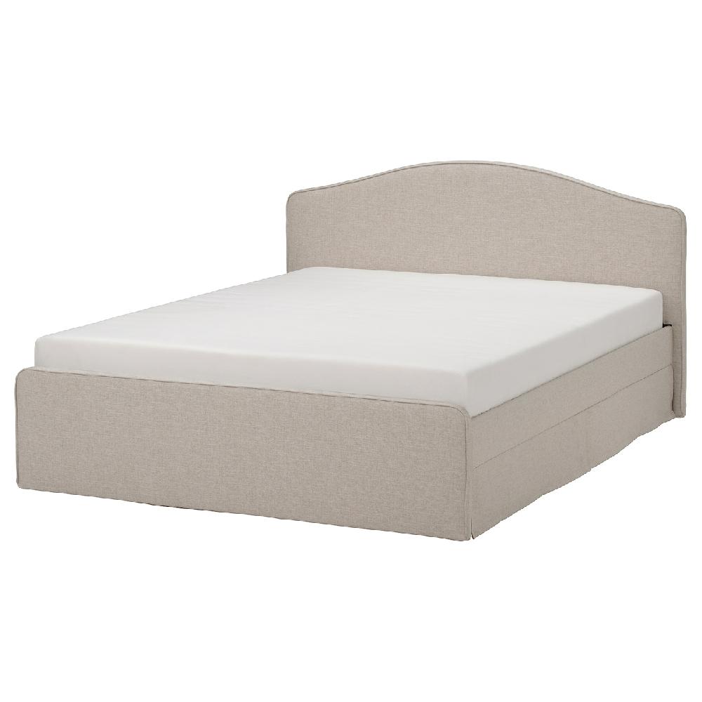 IKEA RAMNEFJÄLL Struttura letto imbottita Kilanda beige chiaro/Luröy 160x200 cm