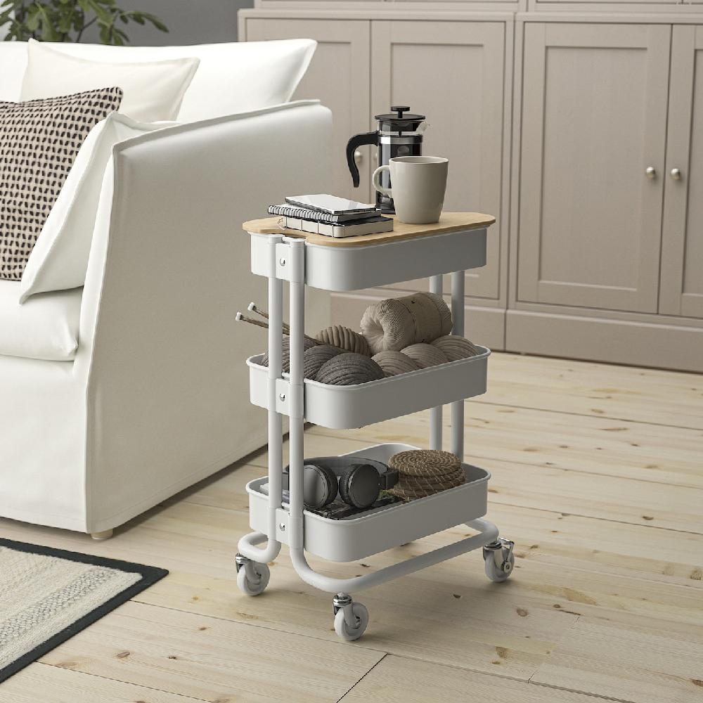IKEA RÅSKOG / NORRÅVA Carrello Con Piano Di Copertura Bianco 28x38x61 Cm