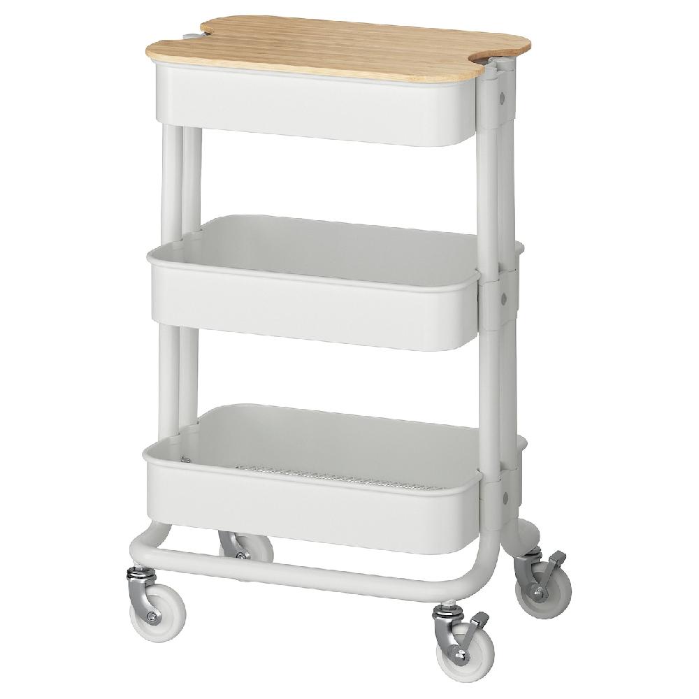 IKEA RÅSKOG / NORRÅVA Carrello con piano di copertura bianco 28x38x61 cm