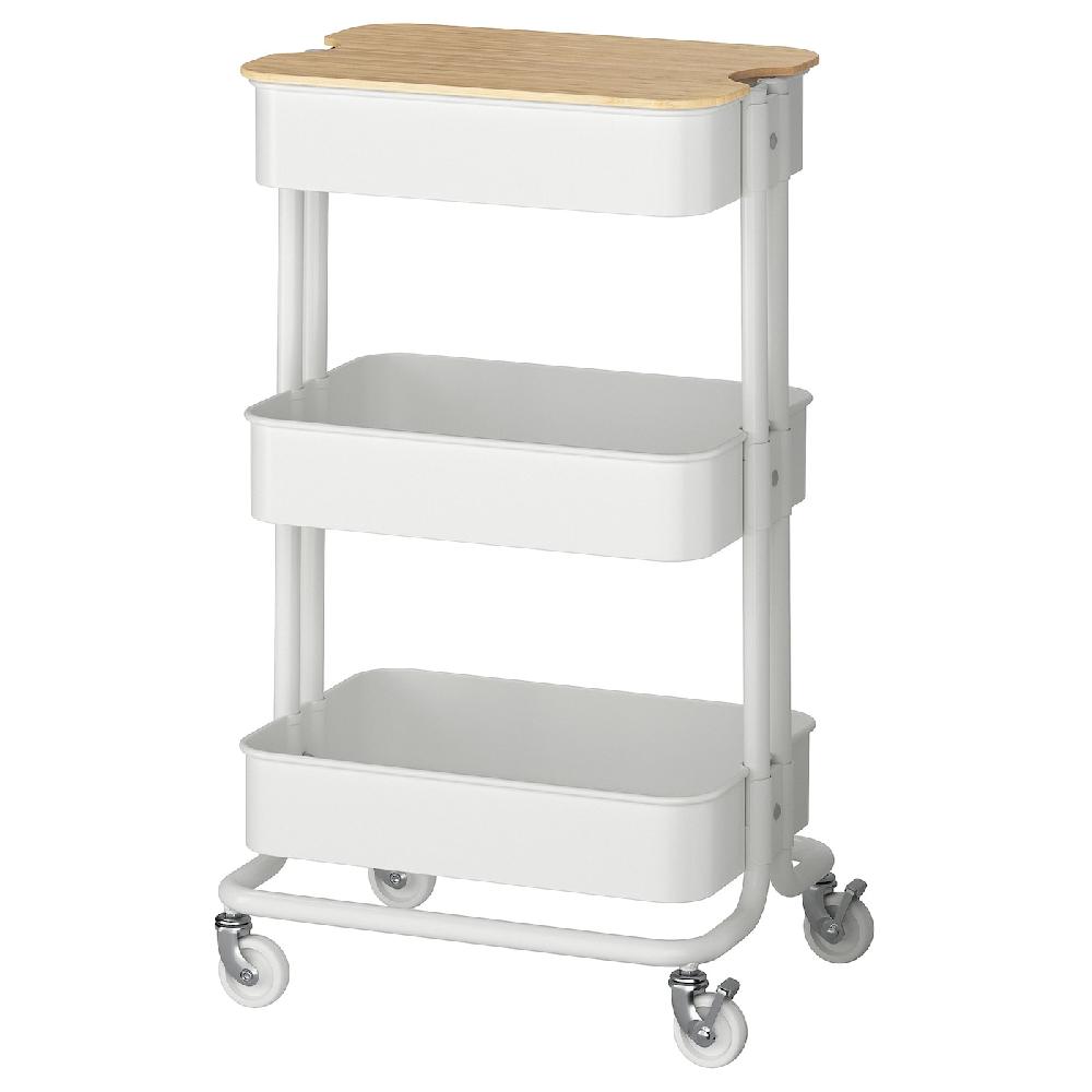 IKEA RÅSKOG / NORRÅVA Carrello con piano di copertura bianco 35x45x77 cm