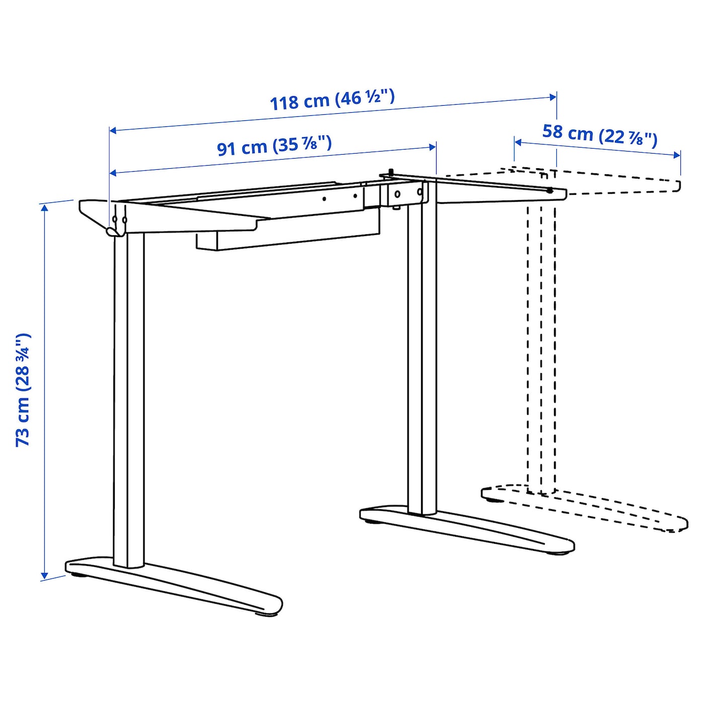 IKEA RELATERA Base Per Piano Tavolo Bianco 90/117 Cm