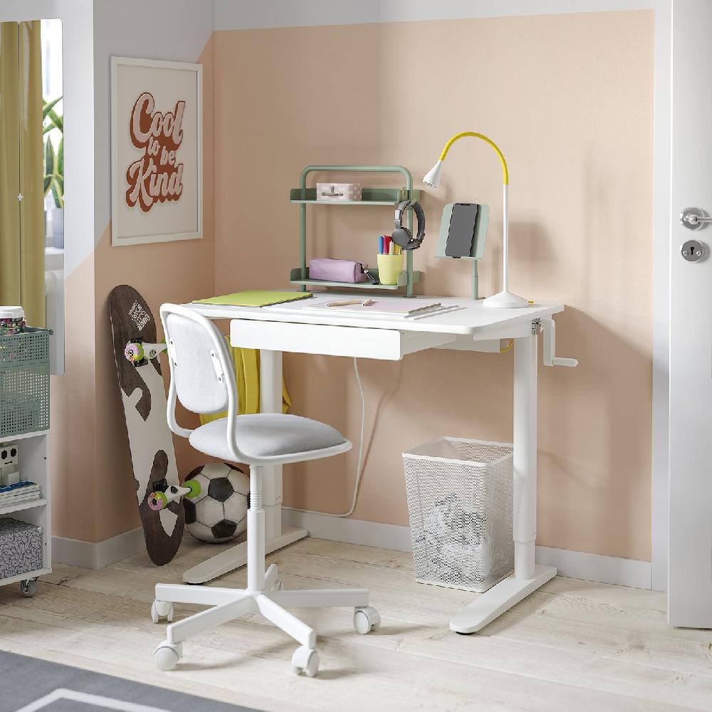 IKEA RELATERA Combinaz Scrivan Regolab In Altezza Bianco/grigio Chiaro-verde 90x60 Cm