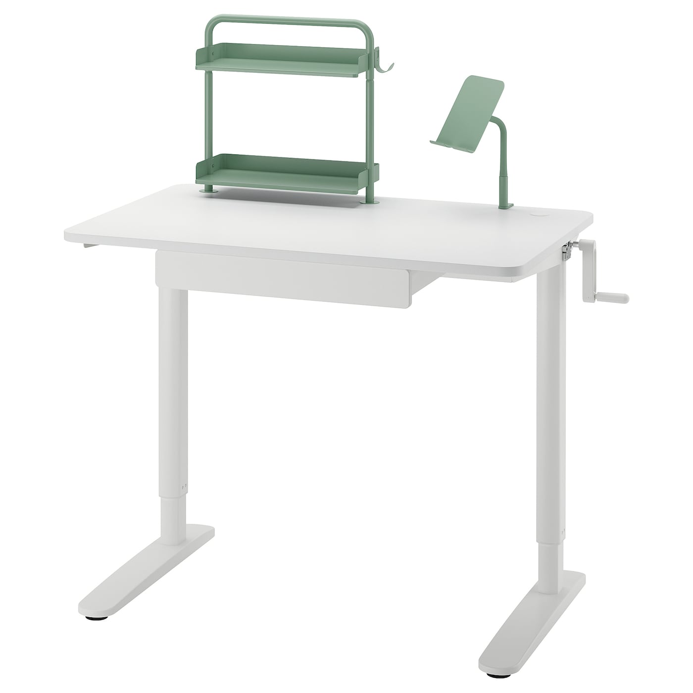 IKEA RELATERA Combinaz scrivan regolab in altezza bianco/grigio chiaro-verde 90x60 cm