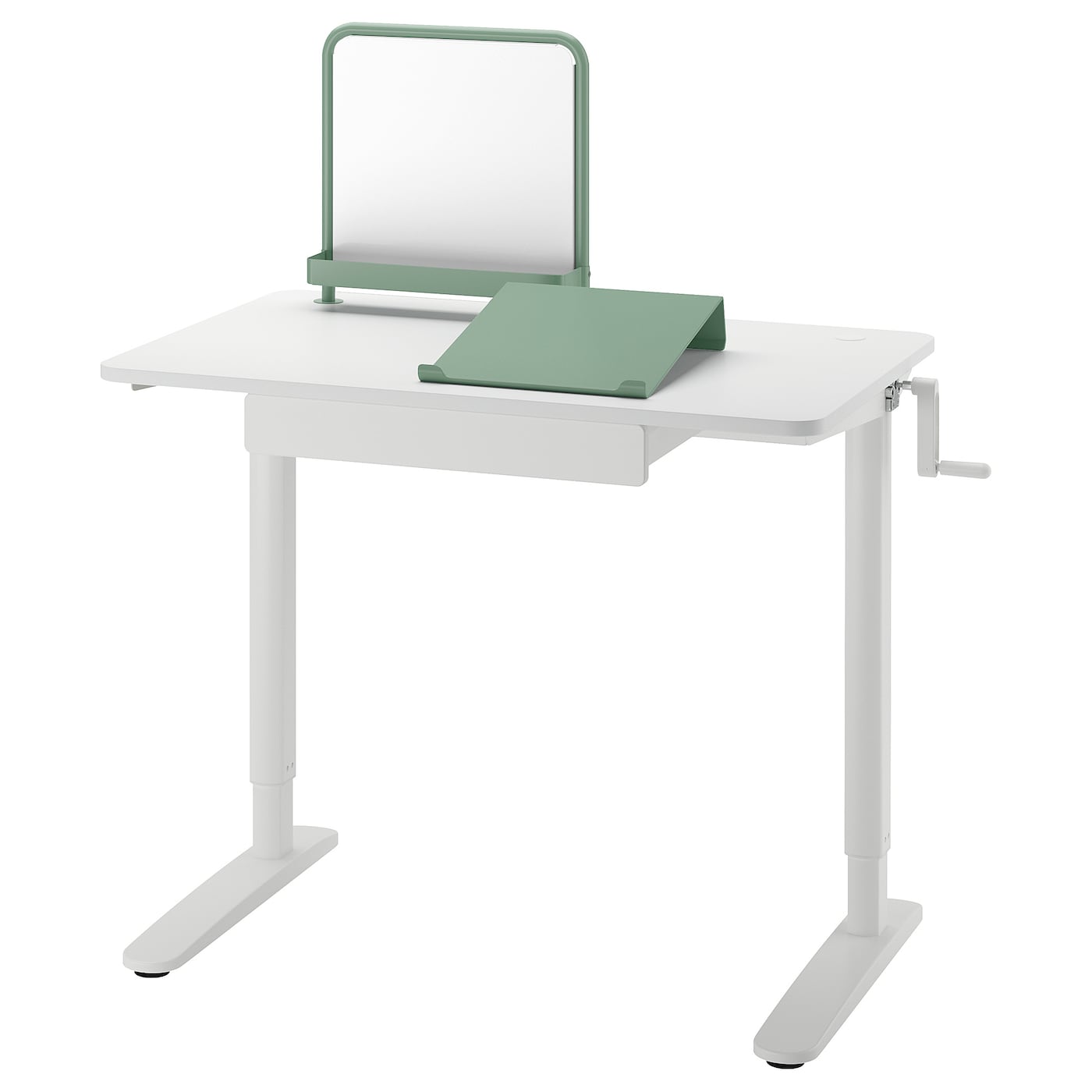 IKEA RELATERA Combinaz scrivan regolab in altezza bianco/grigio chiaro-verde 90x60 cm