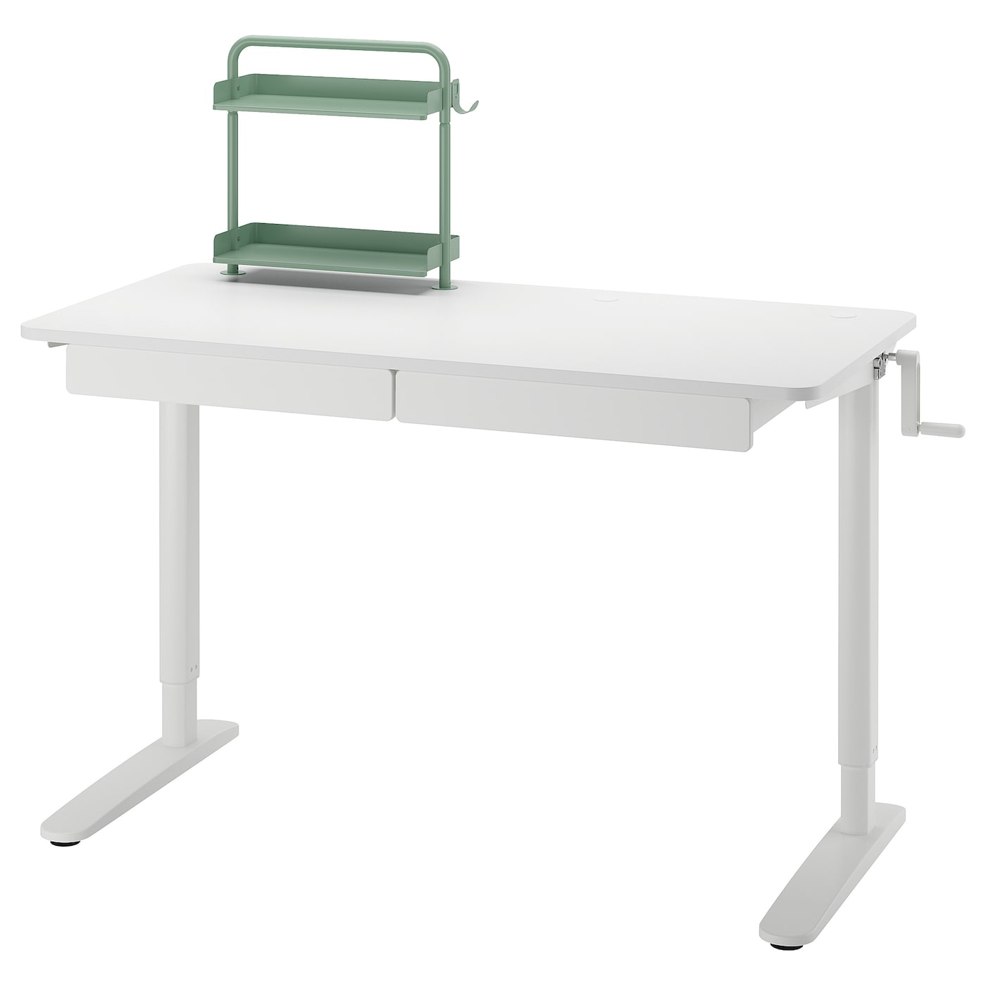 IKEA RELATERA Combinaz scrivan regolab in altezza bianco/grigio chiaro-verde 117x60 cm