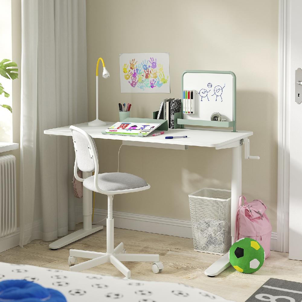 IKEA RELATERA Combinaz Scrivan Regolab In Altezza Bianco/grigio Chiaro-verde 117x60 Cm