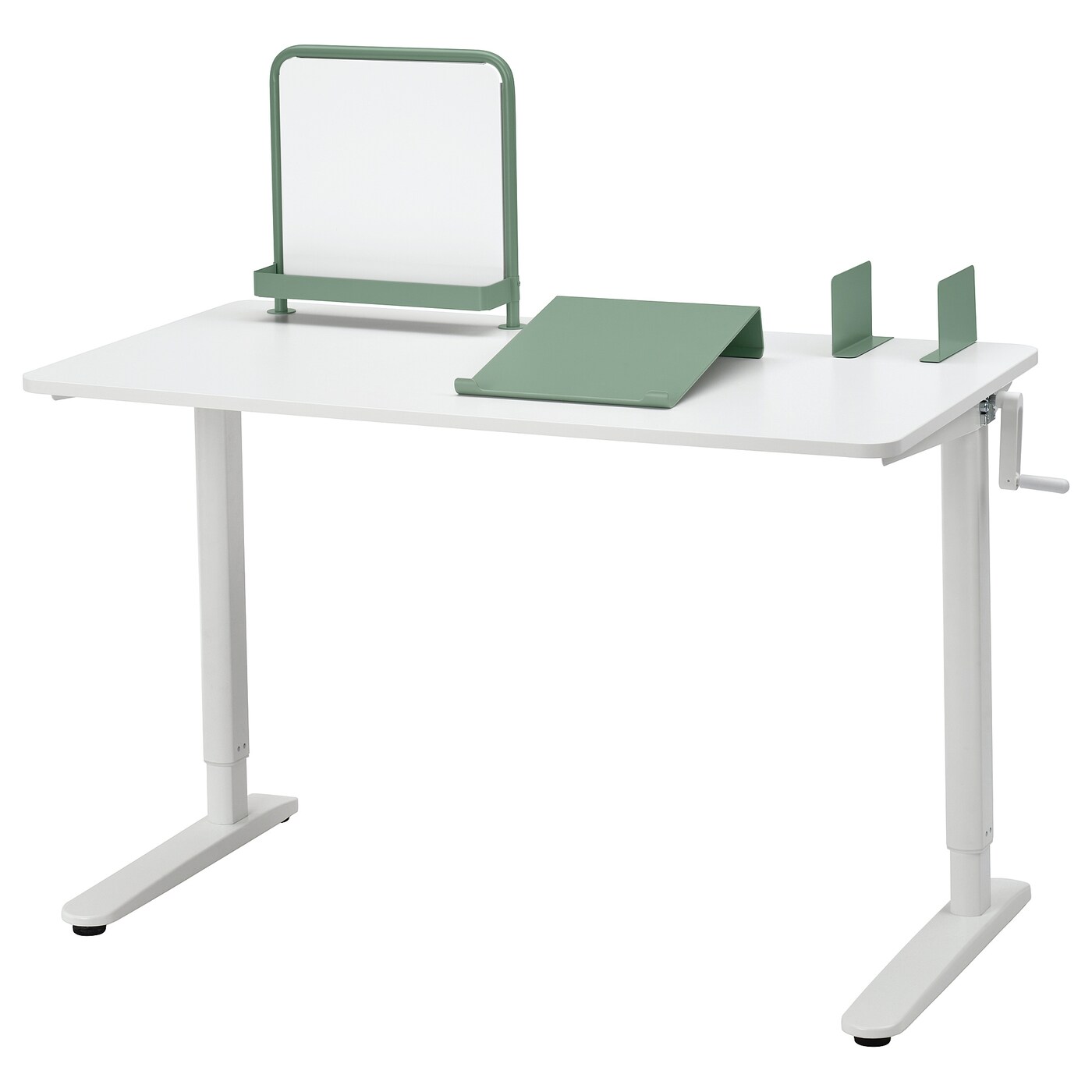 IKEA RELATERA Combinaz scrivan regolab in altezza bianco/grigio chiaro-verde 117x60 cm