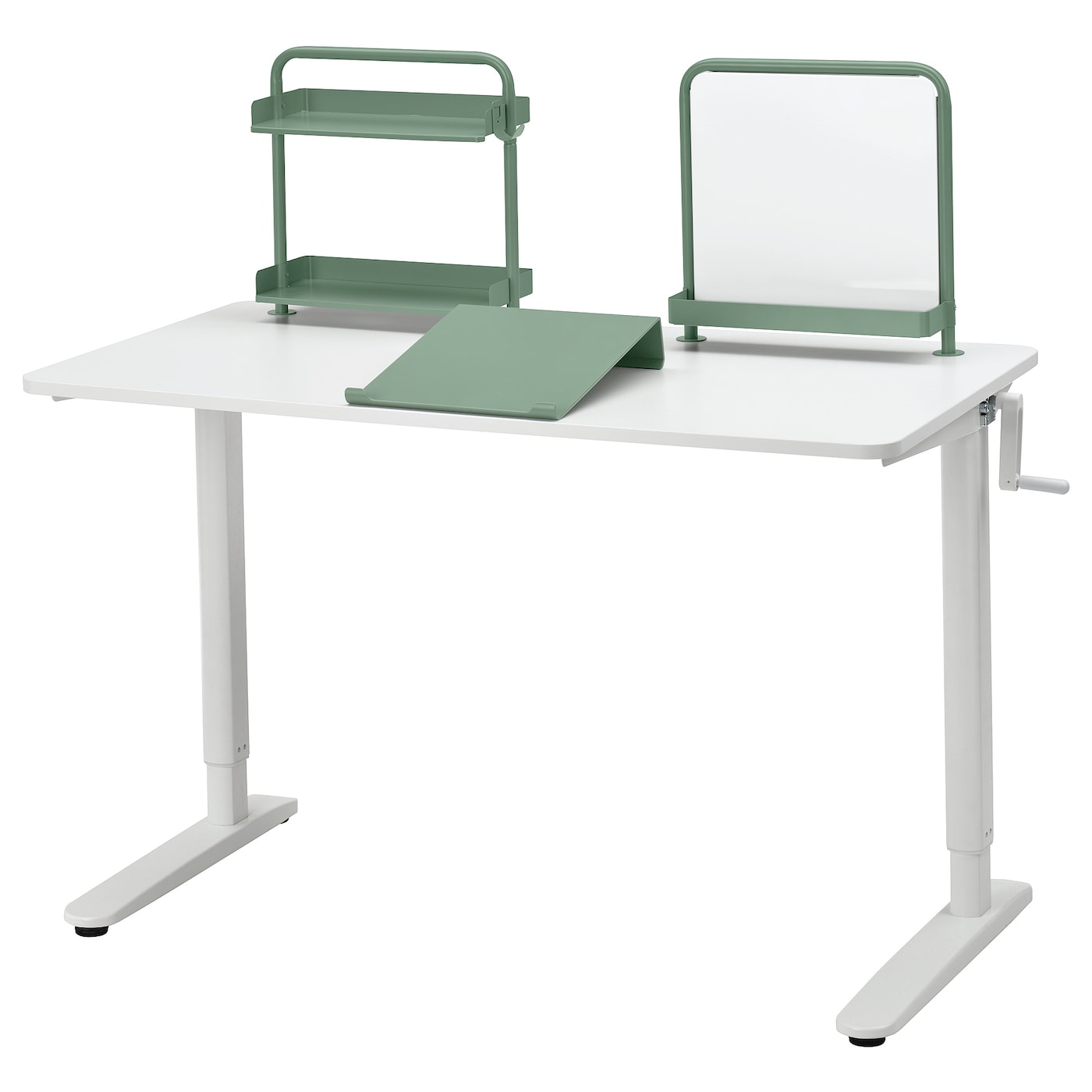 IKEA RELATERA Combinaz scrivan regolab in altezza bianco/grigio chiaro-verde 117x60 cm