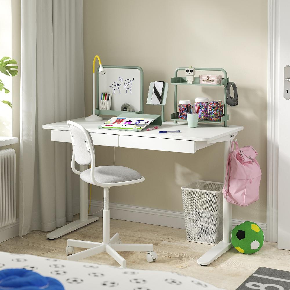 IKEA RELATERA Combinazione Con Scrivania Bianco/grigio Chiaro-verde 117x60 Cm