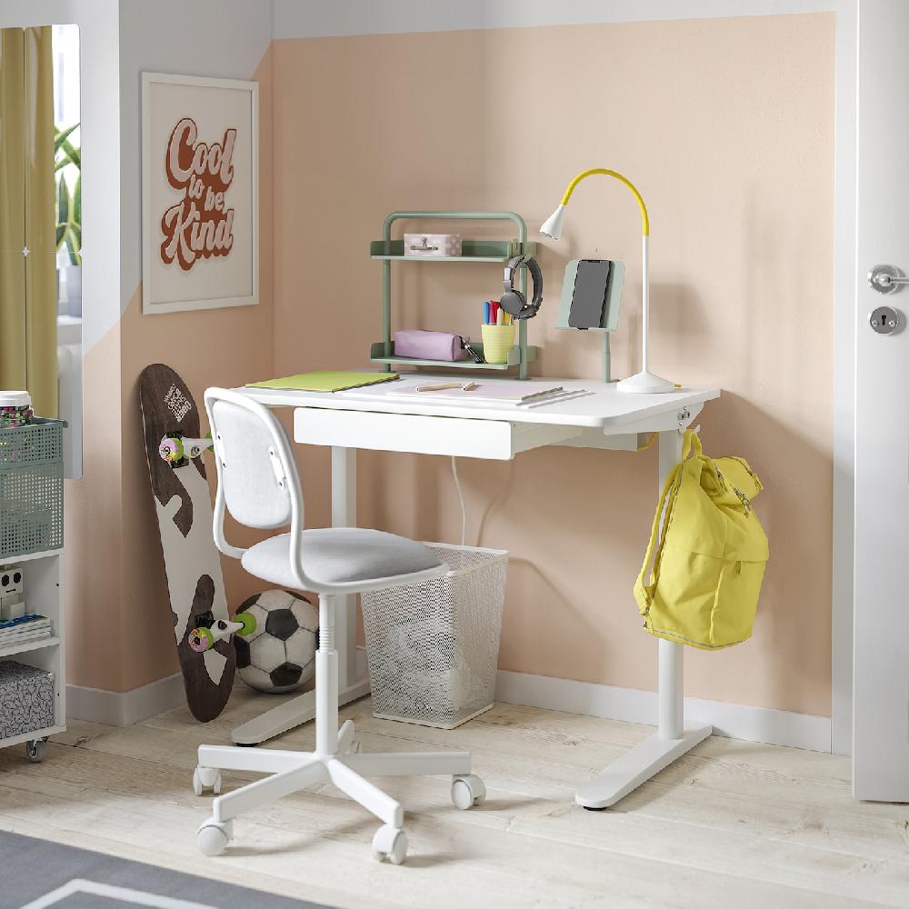 IKEA RELATERA Combinazione Con Scrivania Bianco/grigio Chiaro-verde 90x60 Cm