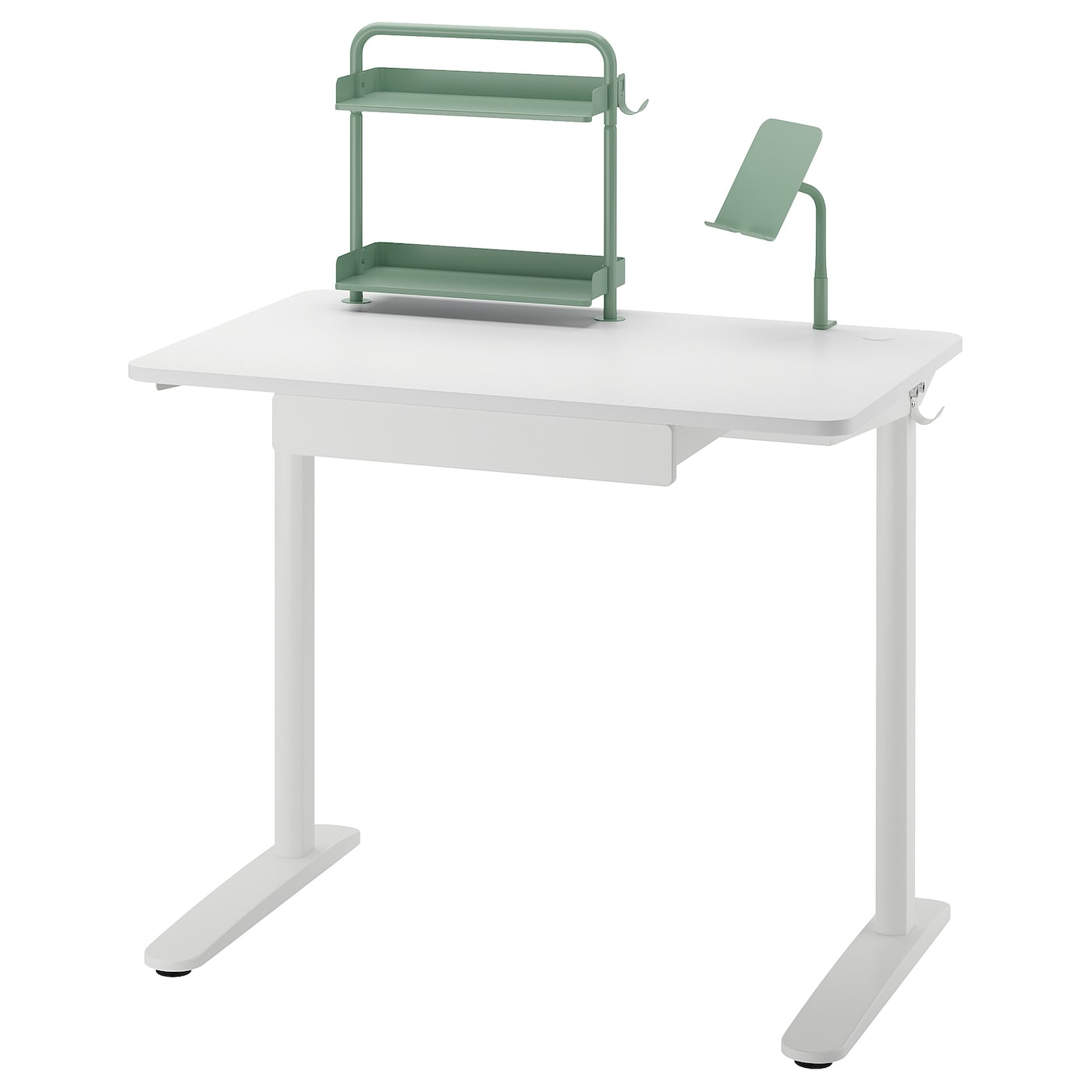 IKEA RELATERA Combinazione con scrivania bianco/grigio chiaro-verde 90x60 cm