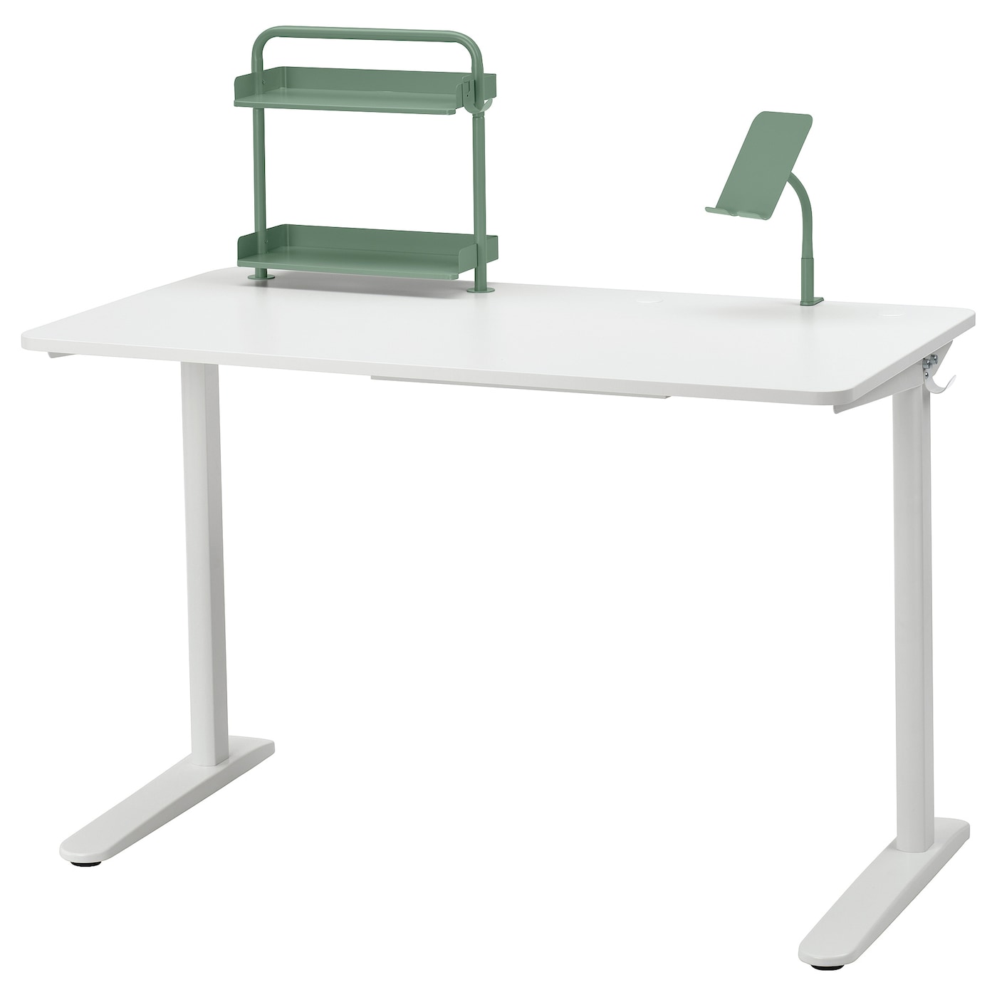 IKEA RELATERA Combinazione con scrivania bianco/grigio chiaro-verde 117x60 cm