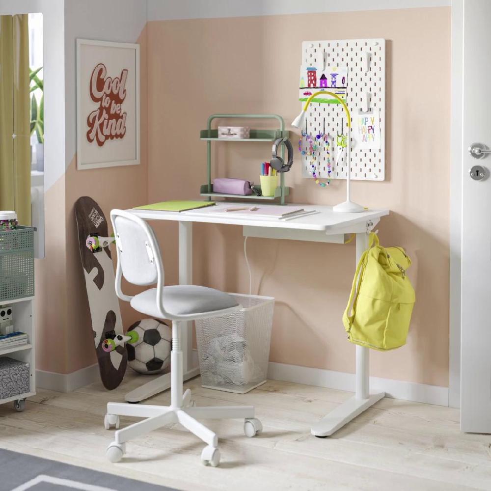 IKEA RELATERA Combinazione Con Scrivania Bianco/grigio Chiaro-verde 90x60 Cm