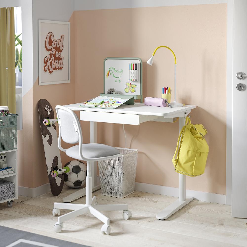 IKEA RELATERA Combinazione Con Scrivania Bianco/grigio Chiaro-verde 90x60 Cm