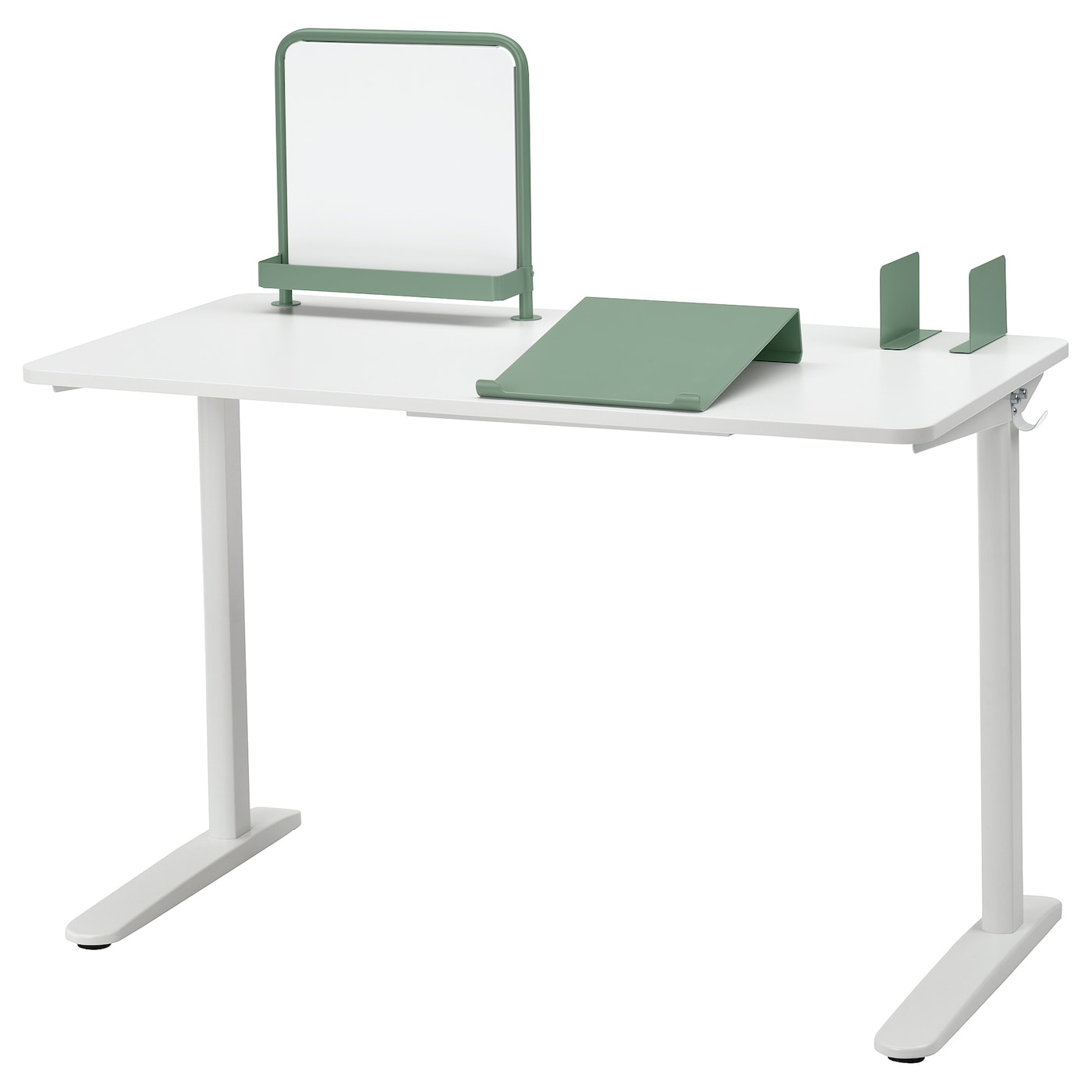 IKEA RELATERA Combinazione con scrivania bianco/grigio chiaro-verde 117x60 cm