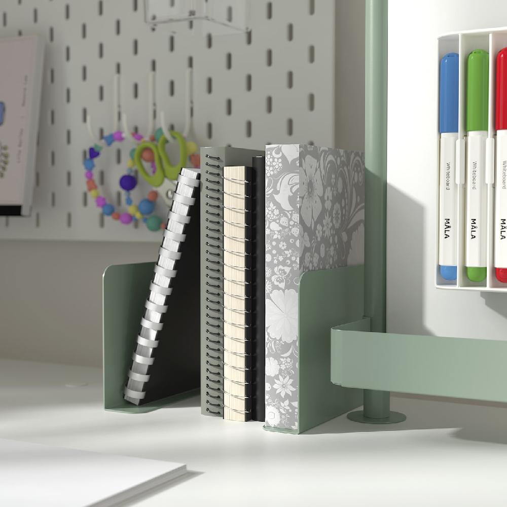 IKEA RELATERA Reggilibri Grigio Chiaro-verde 2 Pezzi