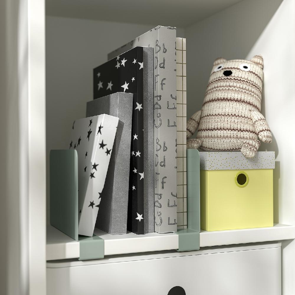 IKEA RELATERA Reggilibri Grigio Chiaro-verde 2 Pezzi