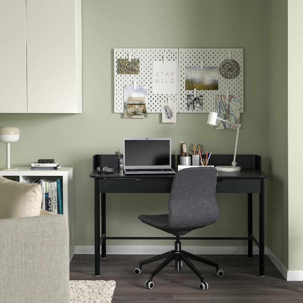 IKEA RIDSPÖ / LÅNGFJÄLL Scrivania E Sedia Antracite Grigio Scuro/nero