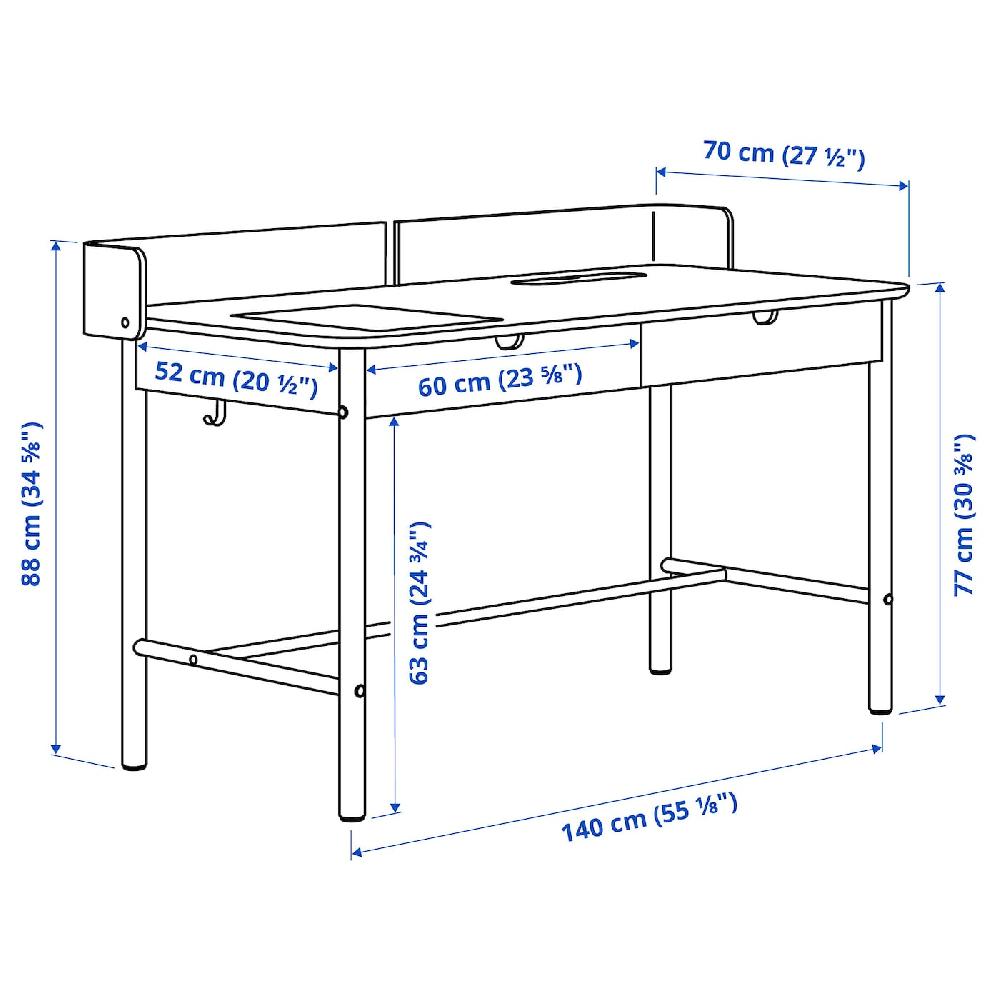 IKEA RIDSPÖ / LÅNGFJÄLL Scrivania E Sedia Antracite Grigio Scuro/nero