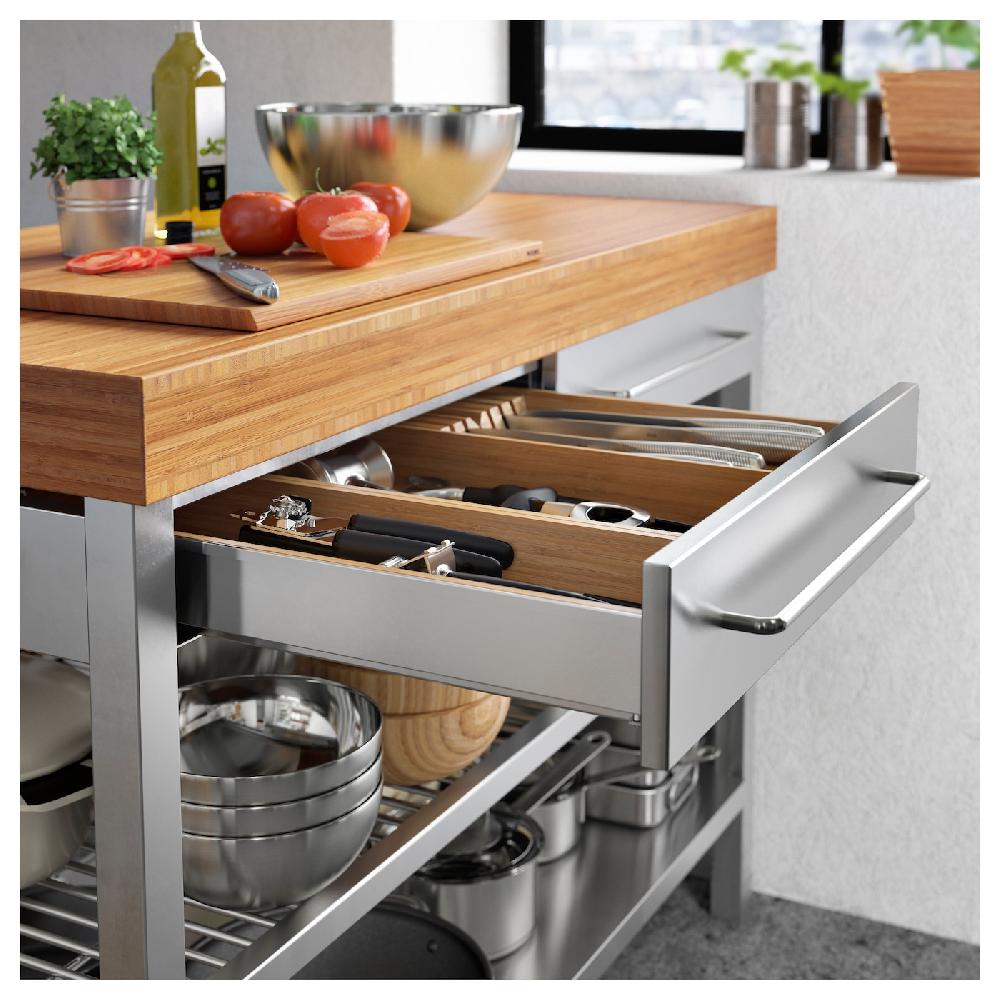 IKEA RIMFORSA Banco Da Lavoro Inox/bambù 120x63.5x92 Cm
