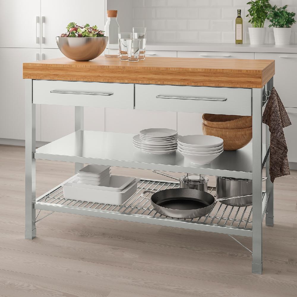 IKEA RIMFORSA Banco Da Lavoro Inox/bambù 120x63.5x92 Cm