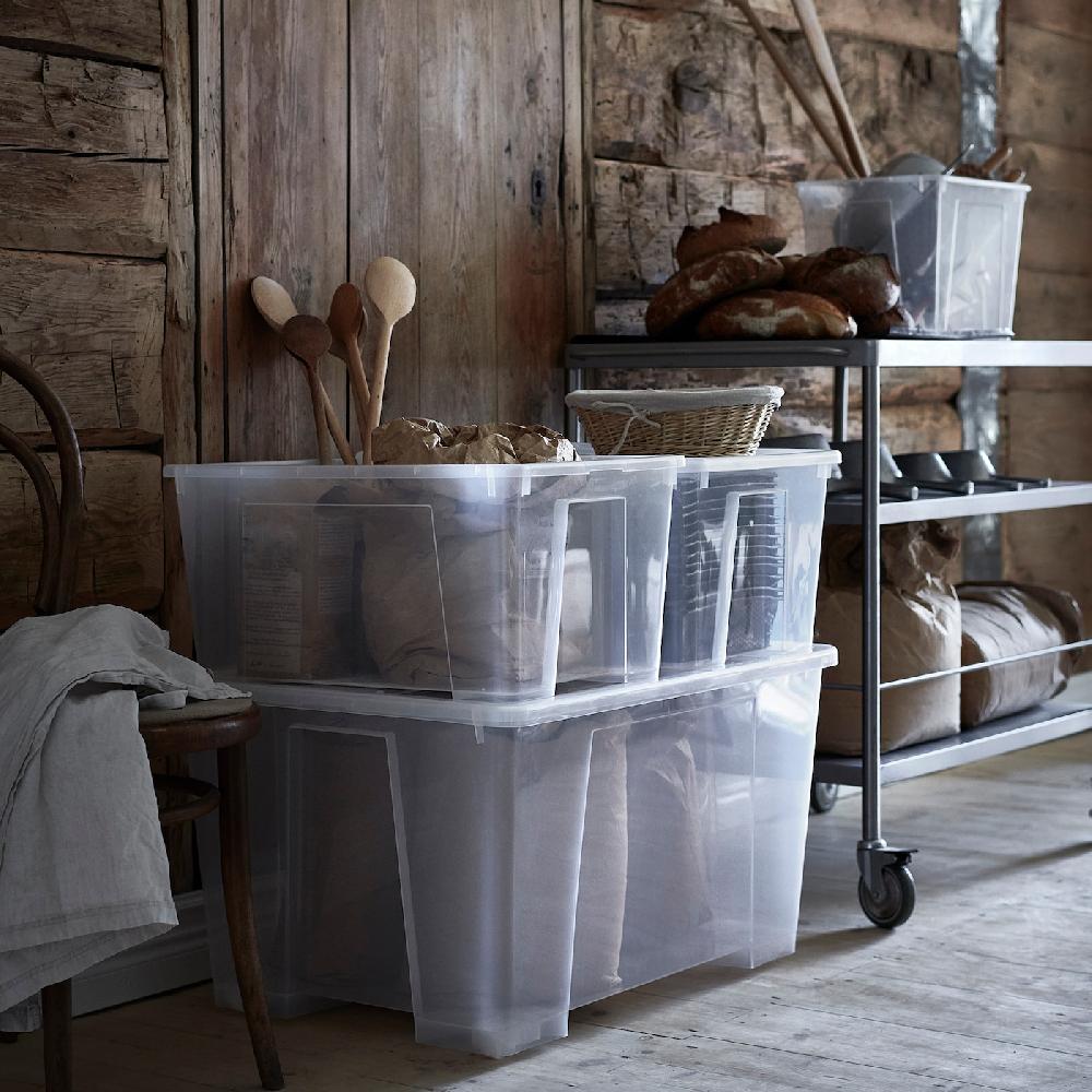 IKEA SAMLA Contenitore Con Coperchio Trasparente 57x39x28 Cm/45 L