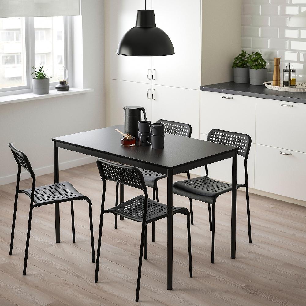IKEA SANDSBERG / ADDE Tavolo E 4 Sedie Nero/nero 110x67 Cm