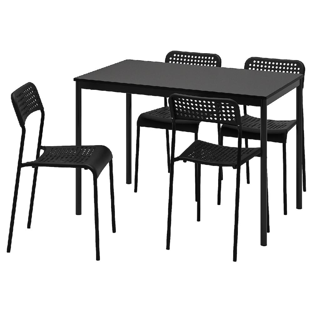 IKEA SANDSBERG / ADDE Tavolo e 4 sedie nero/nero 110x67 cm