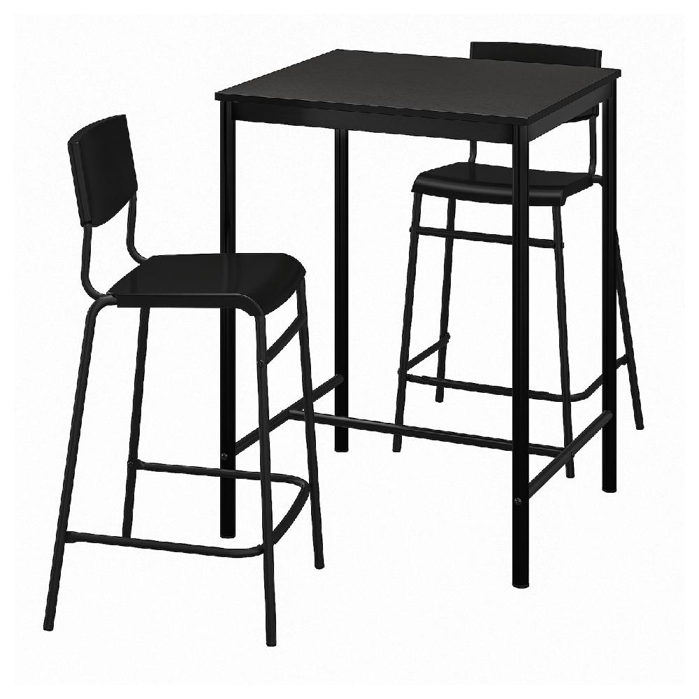 IKEA SANDSBERG / STIG Tavolo e 2 sgabelli bar nero/nero 67x67 cm