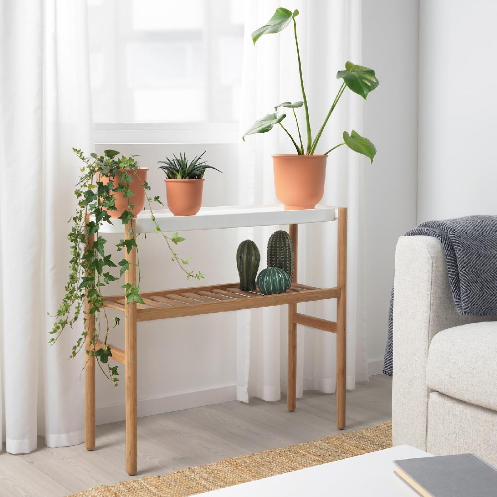 IKEA SATSUMAS Piedistallo Per Piante Bambù/bianco 70 Cm