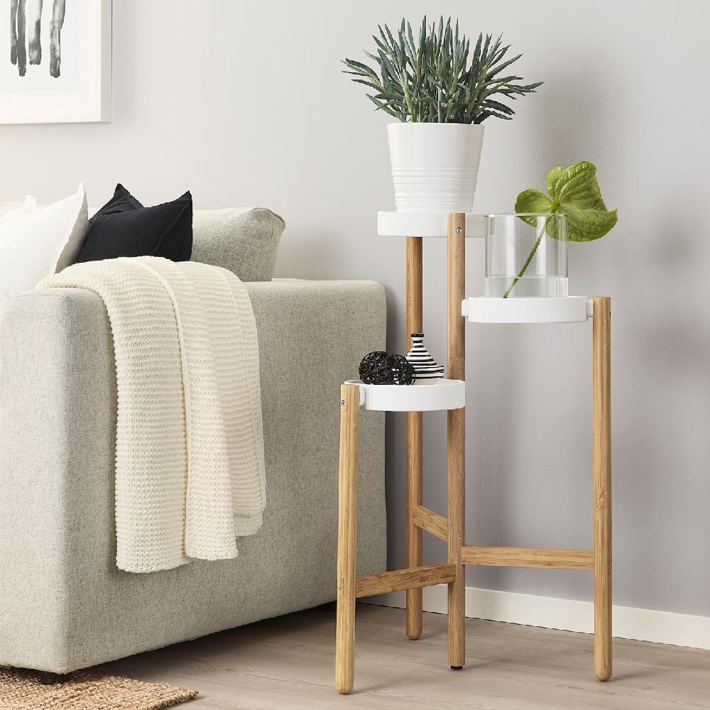 IKEA SATSUMAS Piedistallo Per Piante Bambù/bianco 78 Cm