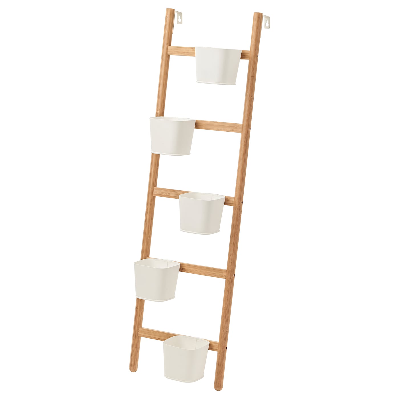 IKEA SATSUMAS Supporto da parete con 5 portavasi bambù/bianco 125 cm