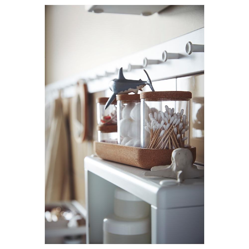 IKEA SAXBORGA Contenitore/coperchio/vassoio 5 Pz Vetro Sughero