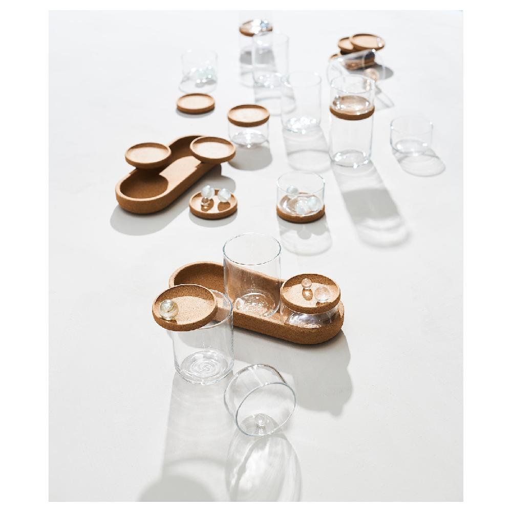 IKEA SAXBORGA Contenitore/coperchio/vassoio 5 Pz Vetro Sughero