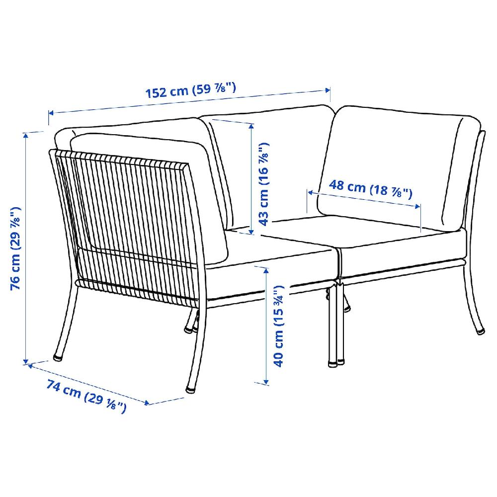 IKEA SEGERÖN Divano A 2 Posti Da Esterno Bianco/beige/Frösön/Duvholmen Beige
