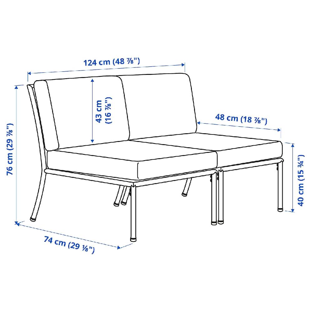 IKEA SEGERÖN Divano A 2 Posti Da Esterno Bianco/beige/Frösön/Duvholmen Beige
