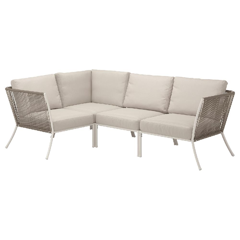 IKEA SEGERÖN Divano angolare a 3 posti da esterno bianco/beige/Frösön/Duvholmen beige