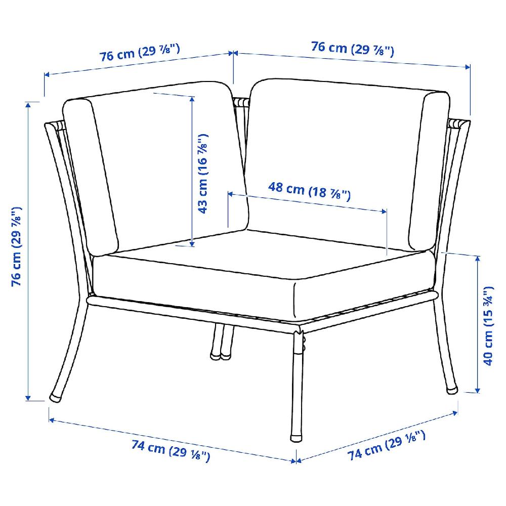 IKEA SEGERÖN Elemento Angolare Con Cuscino Da Esterno Bianco/beige/Frösön/Duvholmen Beige