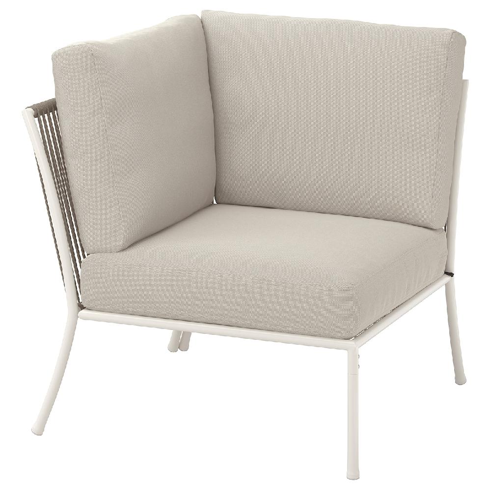 IKEA SEGERÖN Elemento angolare con cuscino da esterno bianco/beige/Frösön/Duvholmen beige