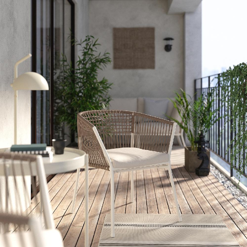 IKEA SEGERÖN Sedia Con Braccioli Da Giardino Bianco/beige