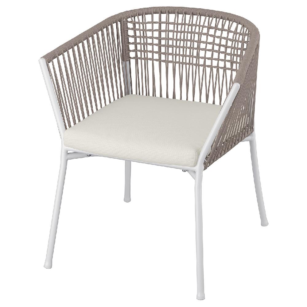 IKEA SEGERÖN Sedia con braccioli da giardino bianco/beige/Frösön/Duvholmen beige