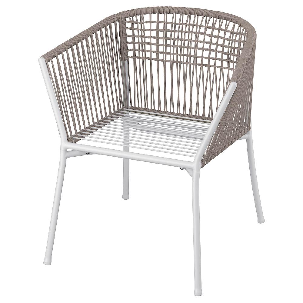 IKEA SEGERÖN Sedia con braccioli da giardino bianco/beige